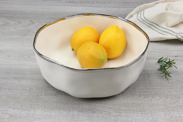 Bianca - White and Silver - Extra Large Bowl
