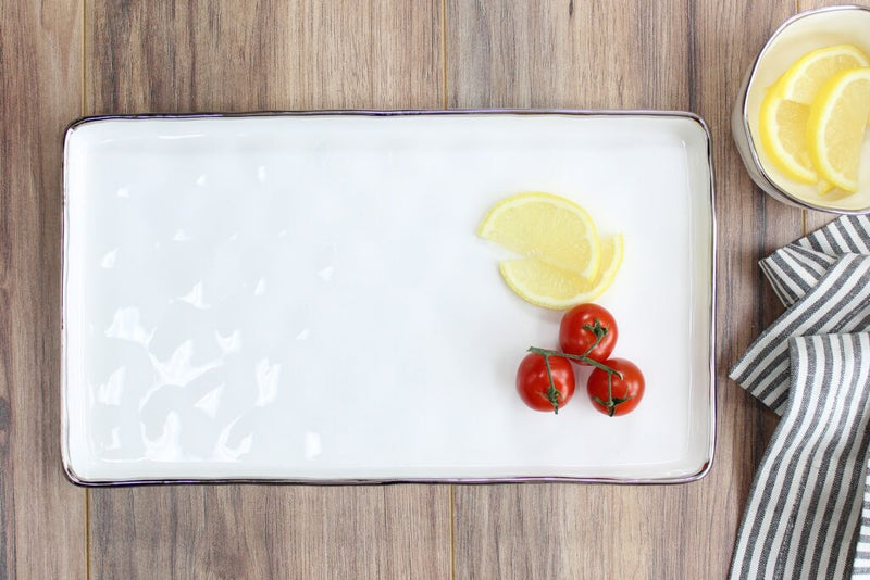 Bianca - White and Silver - Rectangular Tray