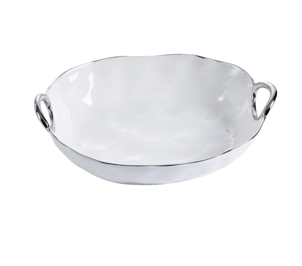 Handles with Style - White and Silver - Deep Oval Server