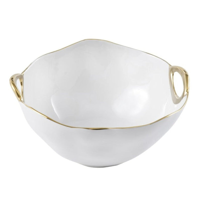 Golden Handles - White and Gold - Large Round Bowl