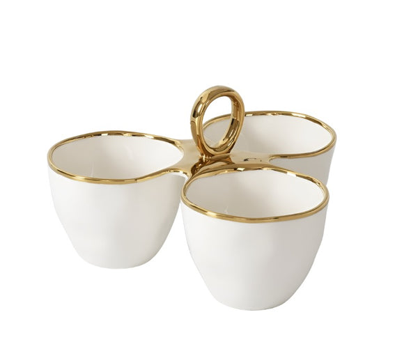 Golden Handles - White and Gold - 3 Part Server