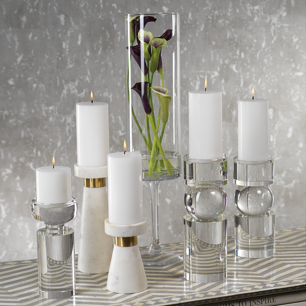 Rialto Crystal - Pillar Holder Clear Tall