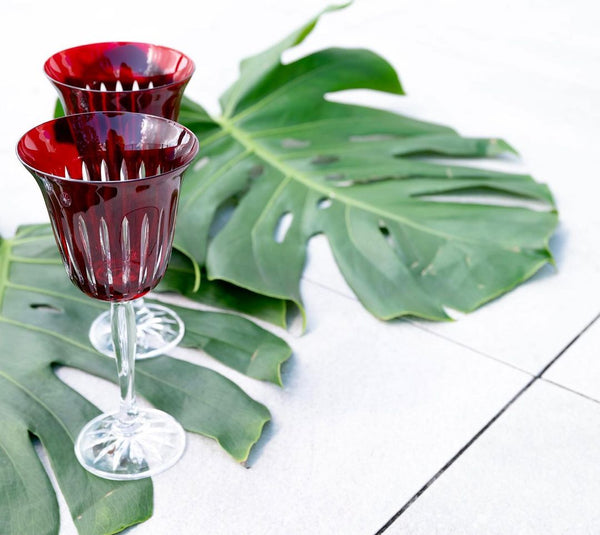 Water Goblet Stripes Red