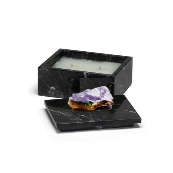 Tuscan Currant - Rectangular Black Marble Box Purple Fluorite