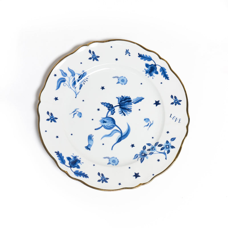La Tavola Scomposta - Flower blue Round tray