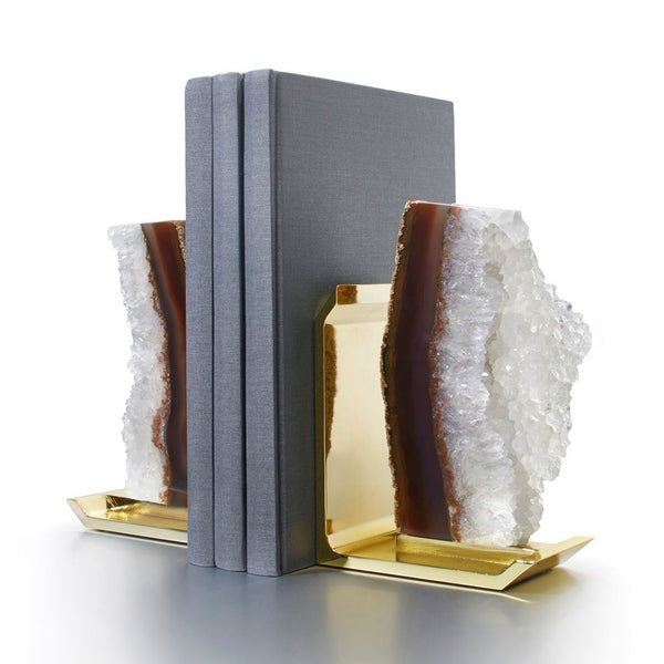 Fim Bookends - Agate Druze & Gold (Set of 2)