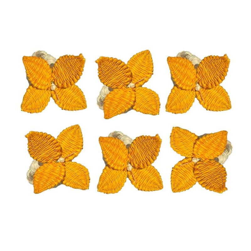 Flowers Napkin Rings Yellow - (Set of 2)