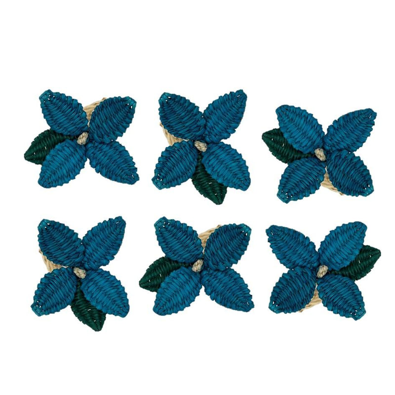 Flowers Napkin Rings Blue - (Set of 2)