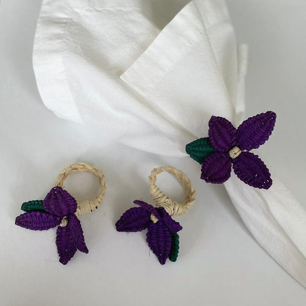 Flowers Napkin Rings Purple - (Set of 2)