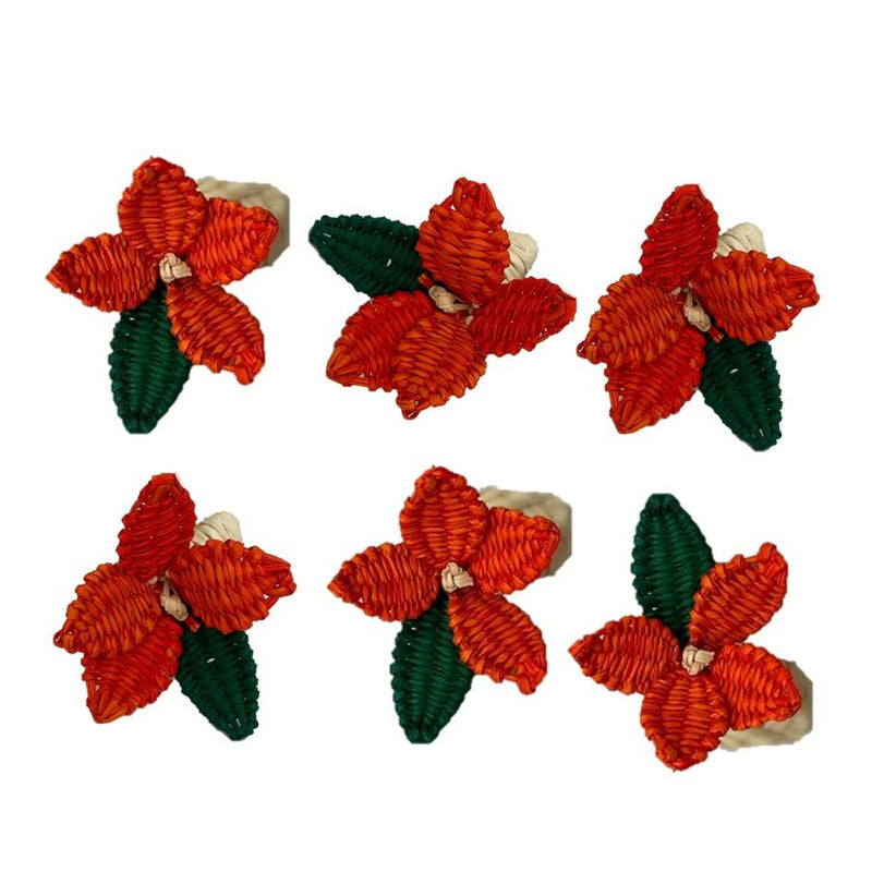 Flowers Napkin Rings Red - (Set of 2)