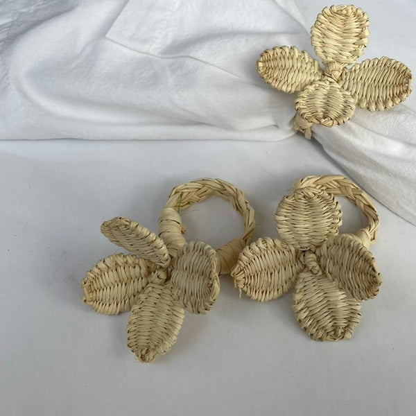 Flowers Napkin Rings Sand - (Set of 2)