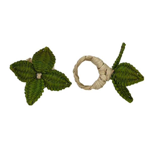 Flowers Napkin Rings Green - (Set of 2)