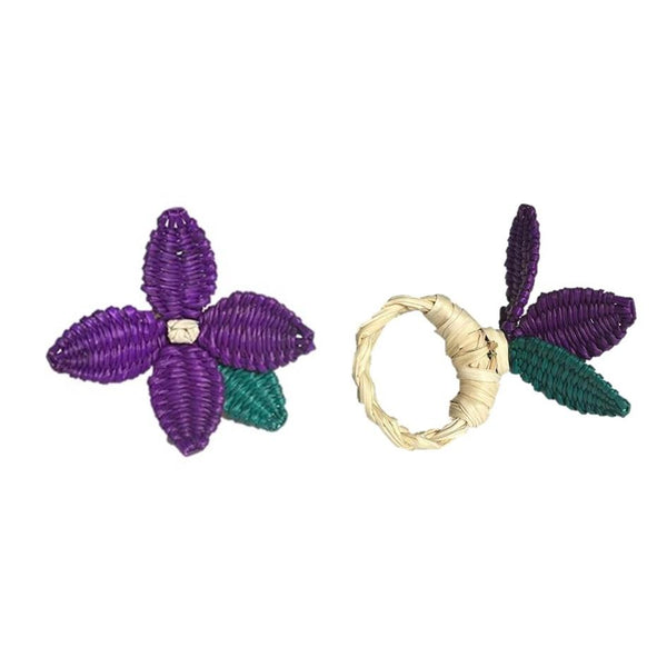 Flowers Napkin Rings Purple - (Set of 2)