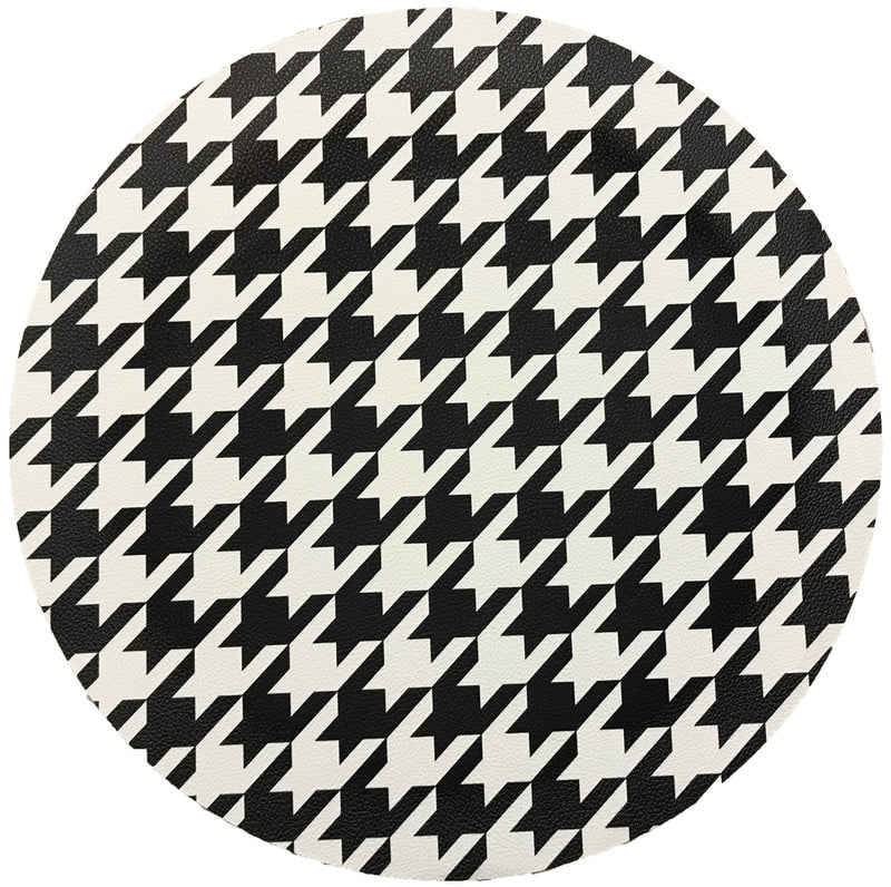 Houndstooth Black White - Round Pebble Placemats (Set of 4)
