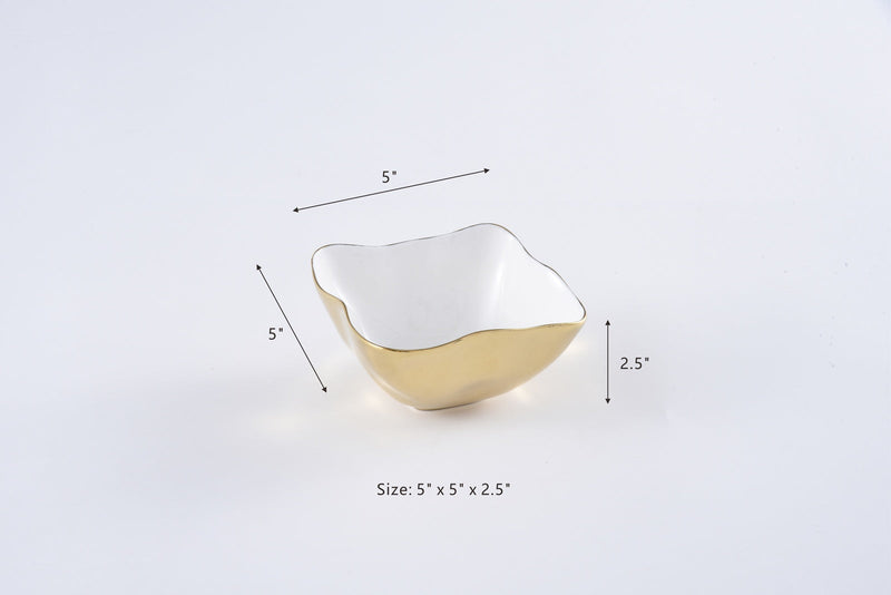 Moonlight - White and Gold - Square Snack Bowl