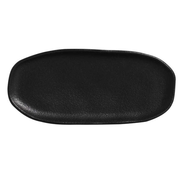 Matte Black - Shallow Organic Oval Platter Small (Set of 4)