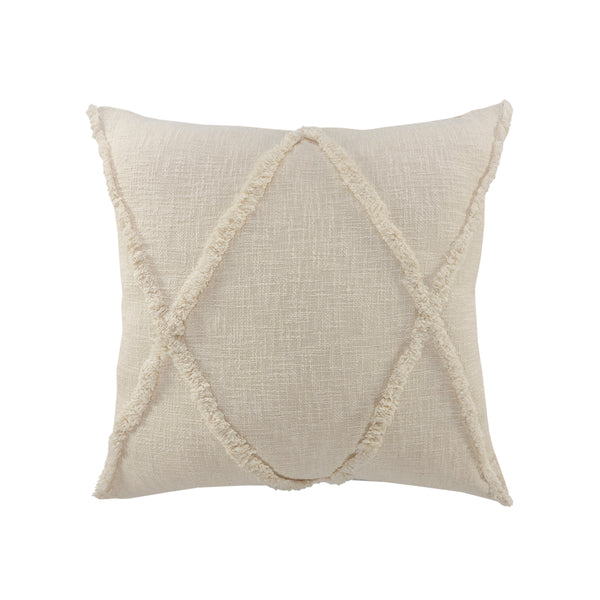 Solid Decorative Diamond Tufted Cotton Throw Pillow Square Natural Large