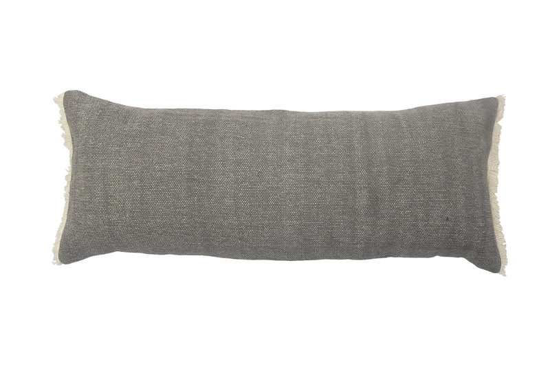 Charcoal Gray Solid Fringed Throw Pillow Rectangle