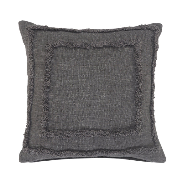 Modern Tufted Solid Gray Throw Pillow Square