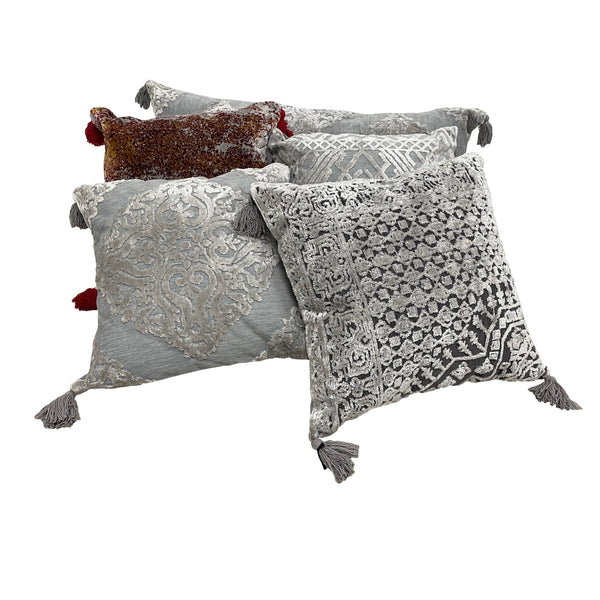 Gray Traditional Textured Geometric Throw Pillow Square