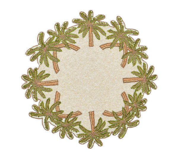 Oasis - Ivory, Green & Gold Placemat (Set of 2)