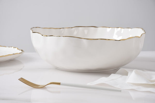 Portofino - White and Gold - Large Bowl