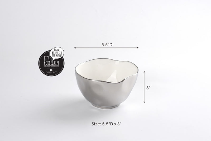 Thin and Simple - White and Silver - Small Bowl