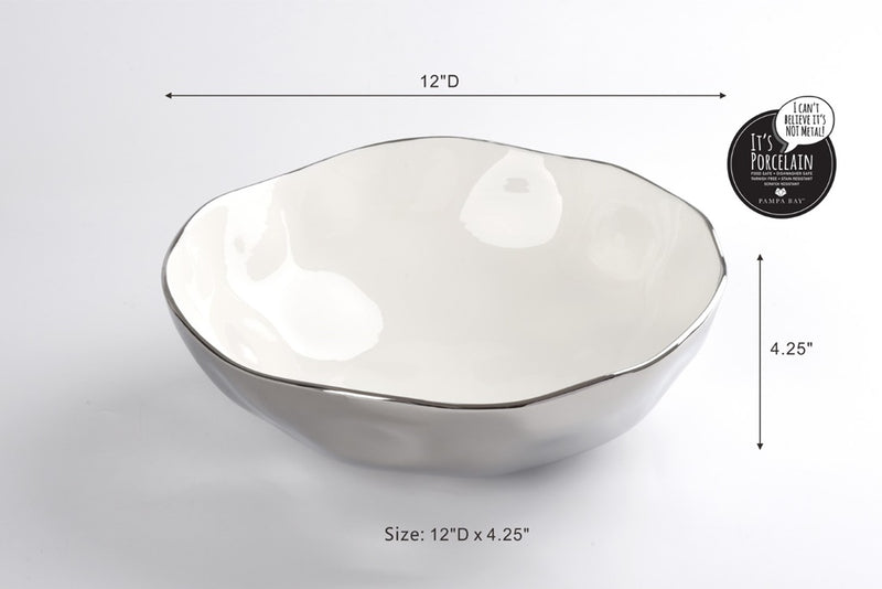 Thin and Simple - White and Silver - Wide Bowl