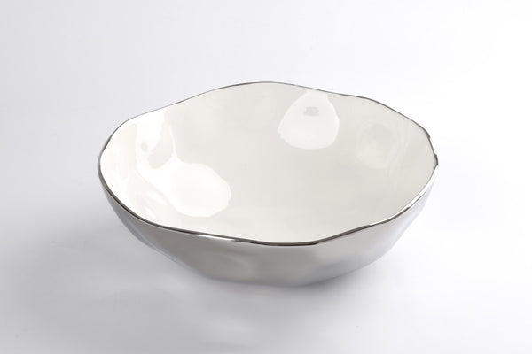 Thin and Simple - White and Silver - Wide Bowl
