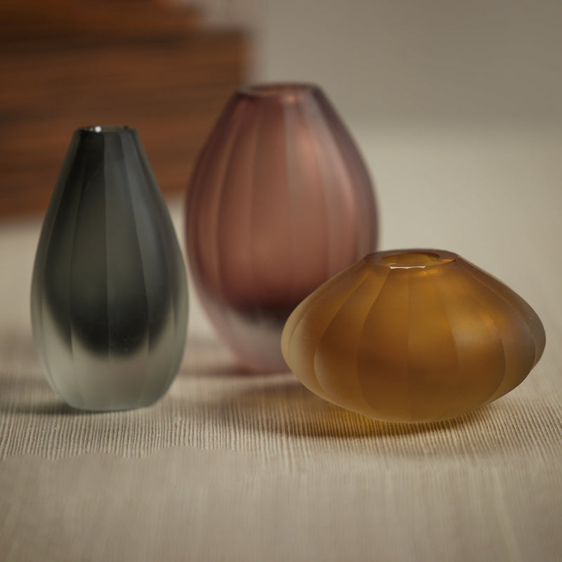 Milano Cut & Frosted - Vase Amber