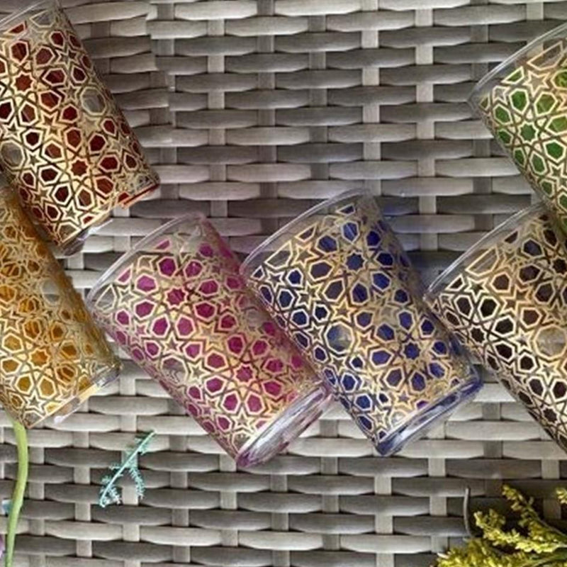 Tea Glasses Multi Color Bubbles - (Set of 6)