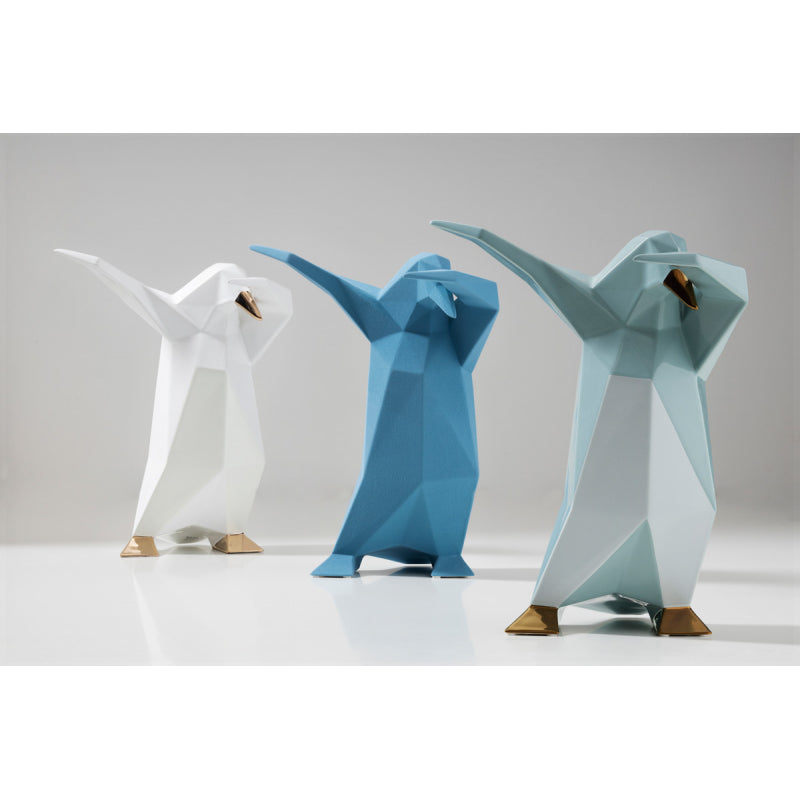 Dab Penguin - Sculpture Glossy White / Gold