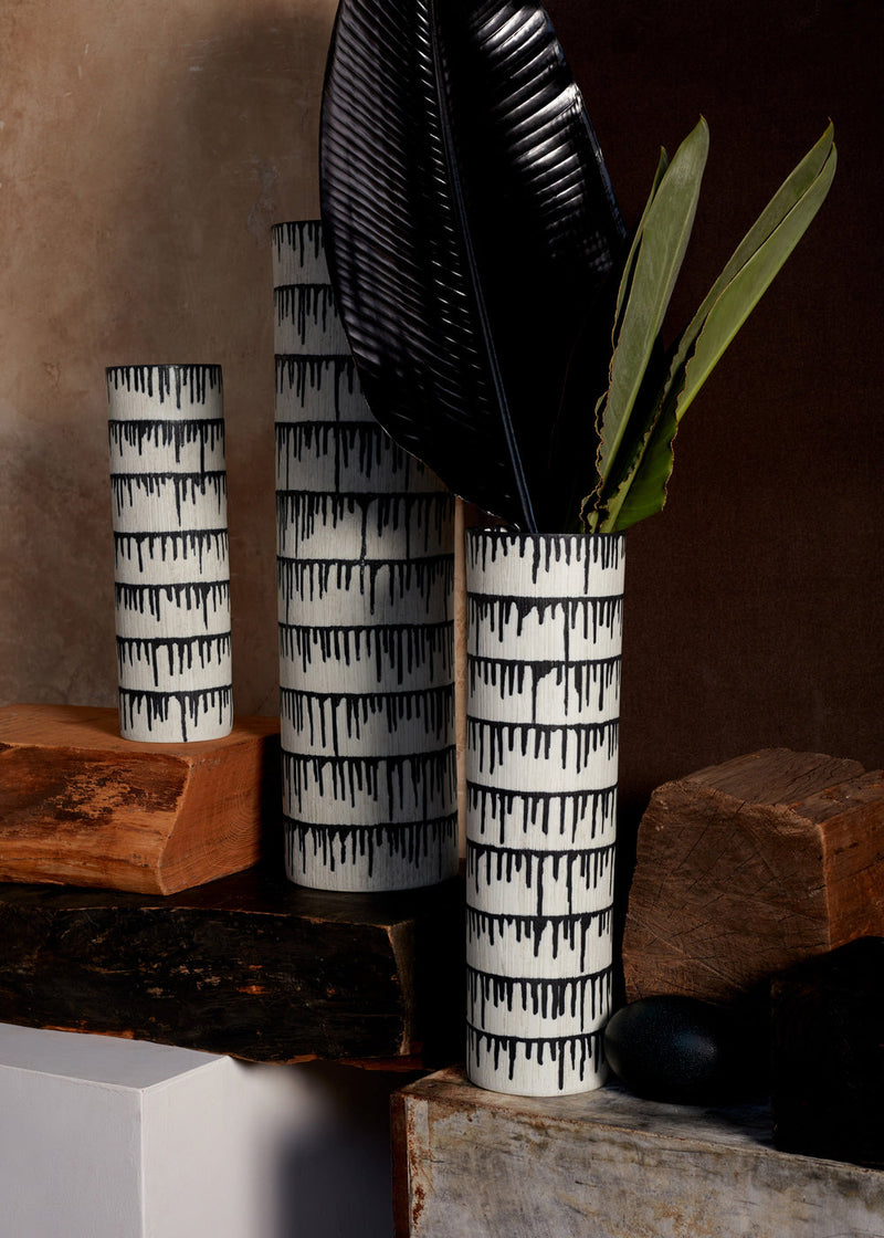 Tokasu - Cylindrical Vase White Indigo XL