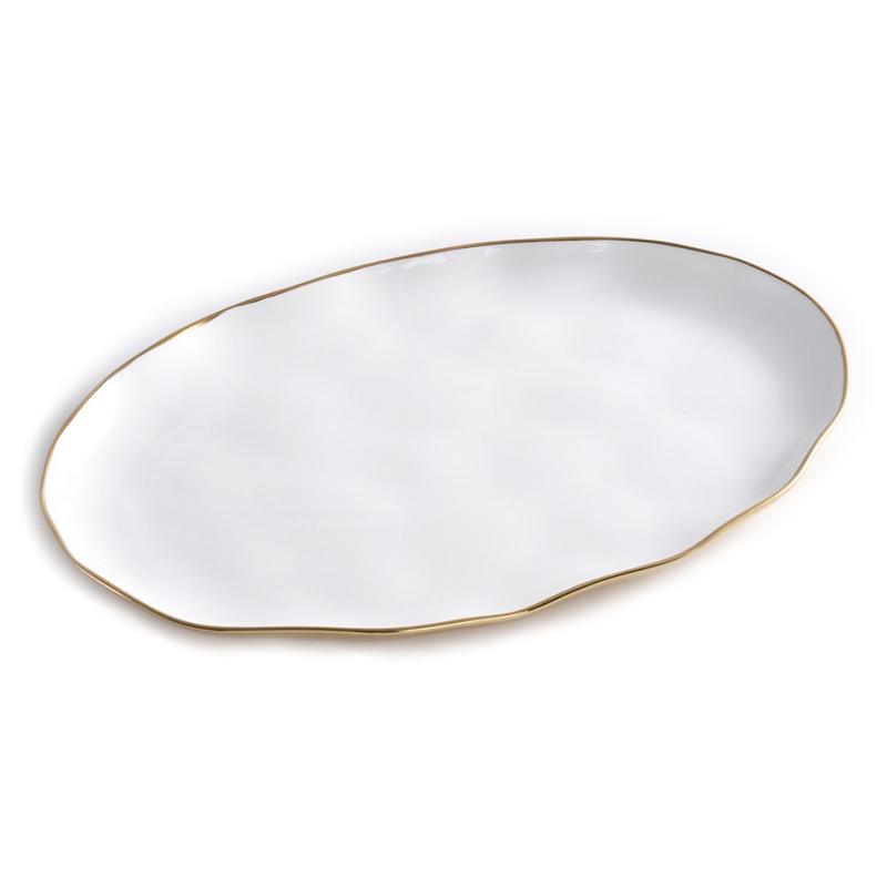 Moonlight - White and Gold - Oval Platter