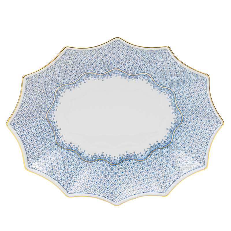 Lace - Cornflower - Large Fluted Tray