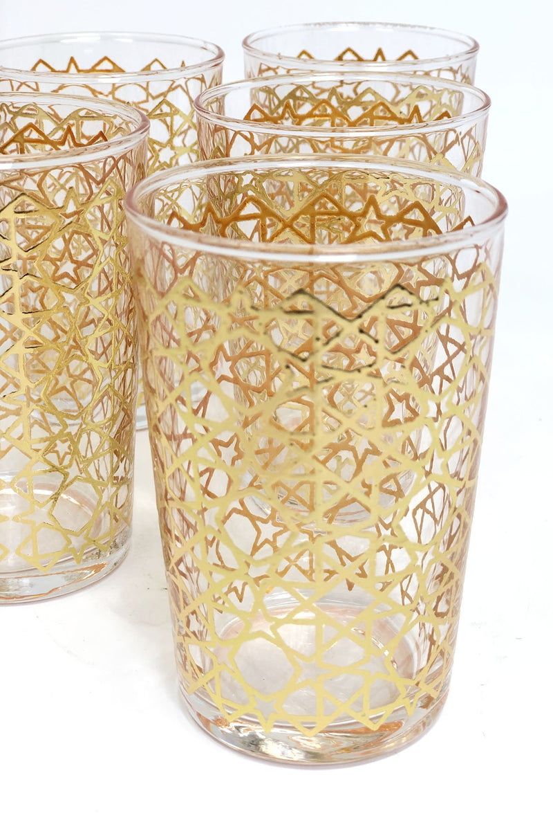 Moroccan Tea Glasses Manal Clear Gold - (Set of 6)