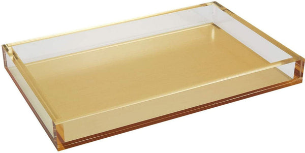 Lucite - Acrylic Rectangular Gold Tray