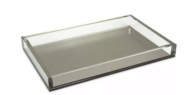 Lucite - Acrylic Rectangular Silver Tray
